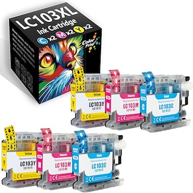 ColorPrint Compatible LC103 Ink Cartridge Replacement for Brother LC103XL LC101 LC103CL for MFCJ870DW MFCJ470DW MFCJ450DW MFCJ4310DW MFCJ4410DW MFCJ6920DW MFCJ475DW Printer 6Pack 2C2M2Y