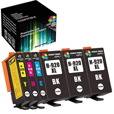 Green Toner Supply 6Pack Compatible for HP 920XL Ink Cartridge 920 3xBCYM 920XL 920 Ink Cartridge Work in HP OFFICEJET 6000 6500A 6500 7500 Printers