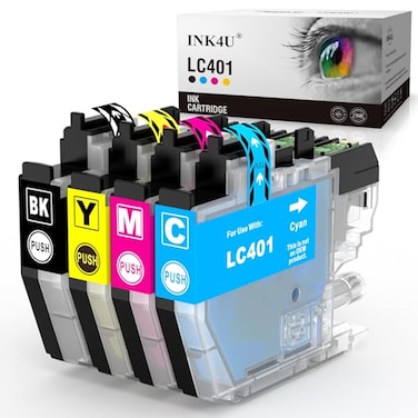 INK4U LC401 LC401 Ink Cartridges Compatible Replacement for LC401 Ink Cartridges to Use with MFCJ1010DW MFCJ1012DW MFCJ1170DW Printer Black Cyan Magenta Yellow 4 Pack