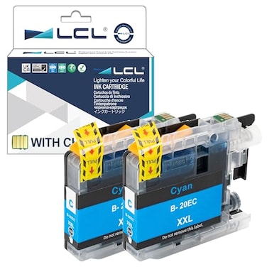 LCL Compatible Ink Cartridge Replacement for Brother LC20E LC20EC XXL MFCJ775DW MFCJ985DW MFCJ5920DW 2Pack Cyan