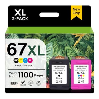 JANMORE 67XL Printer Ink Cartridge High Yield Replacement for HP Ink 67 XL for HP DeskJet 1255 2755 2722 2700e Plus 4152 4155 Envy 6052 Pro 6052 6455 1 Black 1 Color