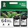 Ubinki 64XL Black Ink Cartridges Replacement for HP Ink 64 64XL Printer Ink 64 XL Black Work with 7855 7858 7800 7155 7100 6255 6252 7158 7164 7955e 7900e Tango Printers 2 Pack