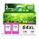 Ankink 64XL Ink Cartridges Replacement for HP 64 Ink XL Color 2Pack HP64 HP64xl use with 7858 7855 7120 7155 7158 7164 6255 6252 6232 Envy Inspire 7955e Tango X Printers