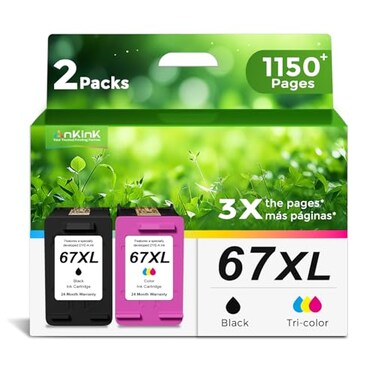 ANKINK Remanufactured 67XL Ink Cartridge Replacement for DeskJet Envy 2700 2700e 4100 6400 4155e 2755e 6000 2855e 2827e 2752e 4100e 6458 6455e 4152 6055e 6052e 4152e 2742e 6400e with V260501 Chips