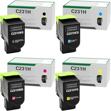 SANCTink C231HK0 C231HC0 C231HM0 C231HY0 High Yield Compatible Toner Cartridge Replacement for Lexmark C2325dw C2325 MC2325adw C2535dw C2425dw MC2425adw MC2640adwe Printer High Yield 4 Pack