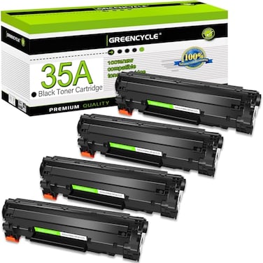 greencycle 4Pack CB435A 35A Black High Yield Compatible Toner Cartridge Replacement for HP LaserJet P1006 P1005 Printer