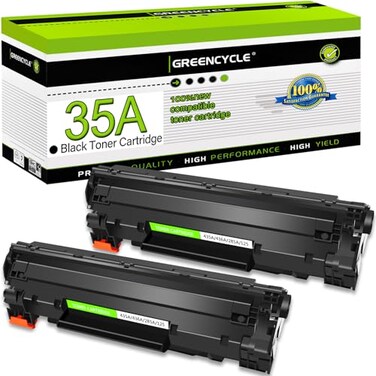 greencycle 2 PK Compatible CB435A 35A Black Laser Toner Cartridges Replacement for HP LaserJet P1005 P1006 P1007 P1008 P1009 Printer
