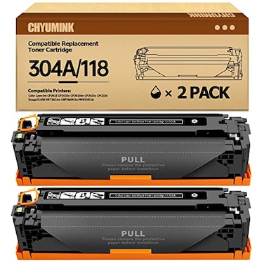 JC Toner Compatible for 304A CC530A Toner Cartridge for use with Color LaserJet CP2025 CP2025dn CM2320fxi mfp imageCLASS MF726Cdw LBP766 Black 2Pack