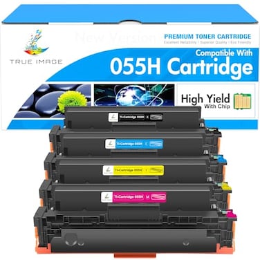 TRUE IMAGE 055H 055 Toner Cartridge Replacement for Canon 055H High Capacity for Color ImageCLASS MF743Cdw MF741Cdw MF746Cdw LBP663Cdw MF740C LBP660C MF743 Printer Black Cyan Magenta Yellow 4Pack