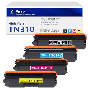MOLIMER TN310 Toner Cartridge Set Replacement for Brother TN336 TN310 TN315 TN331 KCMY 4Pack Works for HL4150CDN HL4570CDW MFC9460CDN MFC9560CDW MFC9970CDW Printer
