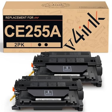 v4ink 2PK CE255A Toner Cartridge Compatible Replacement for HP 55A CE255A Toner Cartridge Black Ink for HP P3015 P3015d P3015dn P3015n Enterprise 500 MFP M521dn M521dw M525dn Printer