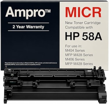 Ampro CF258A MICR 58A MICR Toner Cartridge Secure Check Printing Compatible with HP LaserJet M404DN M404DW M404N MFP M428DW M428FDN M428FDW Enterprise M406DN MFP M430F High Yield
