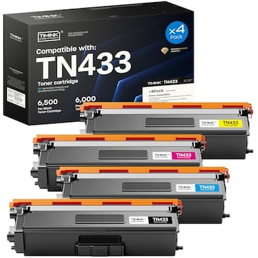 Timink Compatible for TN433 Toner Cartridge Replacement for Brother TN 433 TN433 TN 436 Compatible for MFCL8905CDW MFCL8900CDW MFCL8610CDW HLL8360CDW HLL8260CDW Printer 4 Pack BKCMY