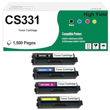 ASANSH 20N10K0 20N10C0 20N10M0 20N10Y0 Toner Cartridge Use for CS331 CS331dw CX331 CX331adwe CS431 CX431 Printers 4Pack