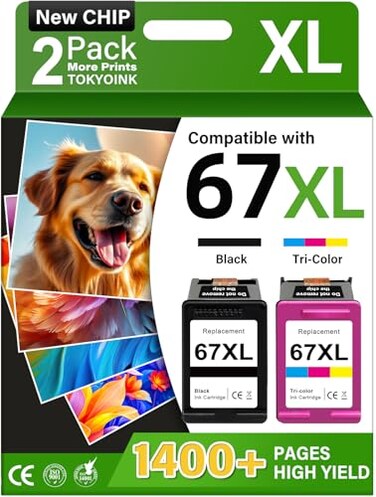 TOKYOINK 67XL Ink Cartridges Compatible for HP67 HP Ink 67 BlackColor Combo Pack for DeskJet 2855e 2827e 2800e 4255e 2755e 2700e 2852e 2700 4155e 2734e 4227e Envy 6000 6055e 6400 Printer