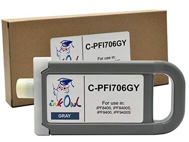 InkOwl Compatible Ink Cartridge Replacement for Canon PFI706GY 700ml Gray for iPF8400 iPF8400S iPF9400 iPF9400S Printers