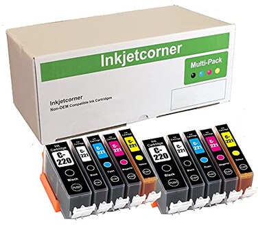Inkjetcorner Compatible Ink Cartridges Replacement for PGI220 CLI221 for use with iP3600 iP4600 MP560 MP640 MX860 MX870 10 Pack