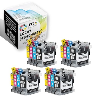 TG Imaging Compatible LC203XL Ink Cartridge Replacement for Brother LC203 Ink LC201 LC203CL for MFCJ460DW MFCJ480DW MFCJ680DW MFCJ880DW MFCJ885DW MFCJ4320DW Printer 16Pack4B4C4Y4M