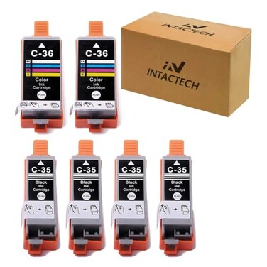IN INTACTECH PGI35 CLI36 Ink Cartridges Replacement for Canon PIXMA TR150 TR152 TR160 iP110 iP100 mini260 mini320 6 Pack 4 Black 2 TriColor