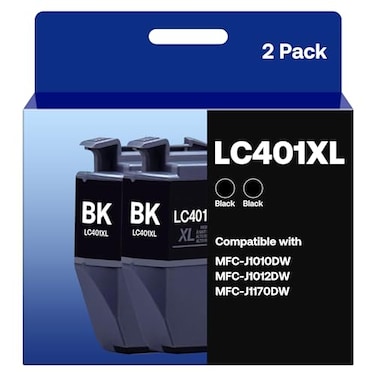 Osir LC401XL Black Ink Cartridges Compatible for Brother LC401 LC401XL High Yield Work with Brother MFCJ1012DW MFCJ1170DW MFCJ1010DW Printer 2 Black