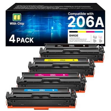DMGE 206A Toner Cartridges 4 Pack M283fdw Toner Replacement for 206A 206X Toner Cartridges HP Set Compatible with HP Color LaserJet Pro MFP M283fdw M283cdw M255dw MFP M283 M255 PrinterSeries4 Pack