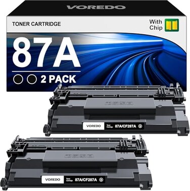 VOREDO CF287A 87A Toner Cartridge High Yield Compatible Replacement for HP 87A CF287A 87X CF287X for HP LaserJet Enterprise M506 M506dn M506n M506x M501n M501dn M527f M527dn M527z Printer Black 2Pack
