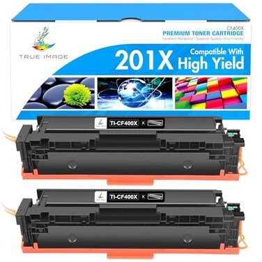 TRUE IMAGE Compatible Toner Cartridge Replacement for HP 201X CF400X 201A CF400A Color Laserjet Pro MFP M277dw M277c6 M252dw M252n M252 M277 M277n 277dw Ink Printer Black 2Pack