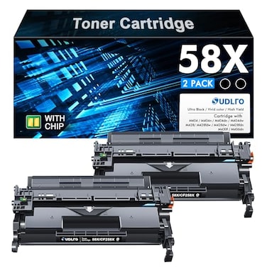 SUDLTO 58X CF258X Toner Cartridge Black Replacement for HP 58X CF258X 58A CF258A Compatible with LaserJet MFP M428fdw M428fdn M428dw M404 M428 Pro M404n M404dn M404dw Printer 2 Pack with Chip