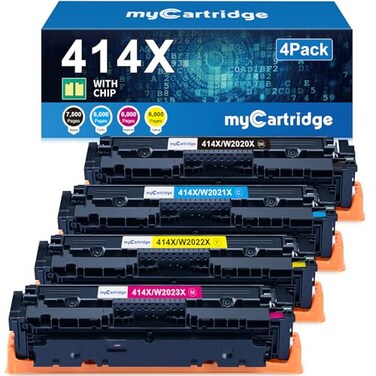myCartridge 414X Toner Cartridges 4 Pack High Yield with Chip Compatible Replacement for HP 414X 414A for Color LaserJet Pro MFP M479fdw M479fdn M479dw Pro M454dw M454dn M479 M454 Printer Ink W2020X W