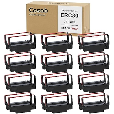 COSOB ERC30 Black and Red Ribbon Compatible with ERC303438 Cartridges ERC38 BR for TMU220 M188B ERC 30 Printer Ribbons24 Pack