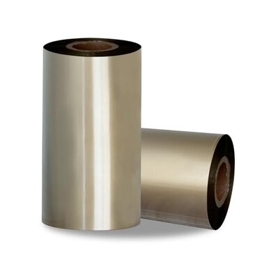 Techbarco 2 Rolls 433 x 984110mm x 300m Gold WaxResin Thermal Transfer Ribbon Core 1 Ink Outside Barcode Ribbon Compatible with Zebra Printer