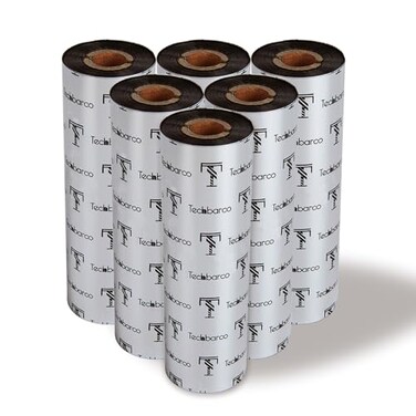 Techbarco 10 Rolls Desktop Thermal Transfer Ribbons Enhanced Wax 433 x 244110mm x 74m 05 Core for Zebra Desktop Printer