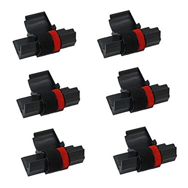 Printerfield IR40T 6 Pack Compatible Calculator Printer Ribbons Ink Roller Black Red