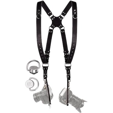 C Coiro Camera Harness for 2 Cameras Dual Shoulder Leather Camera Strap Double Camera Harness for DSLRSLR Camera Straps for Photographers of All Levels Standard StrapsColor Black