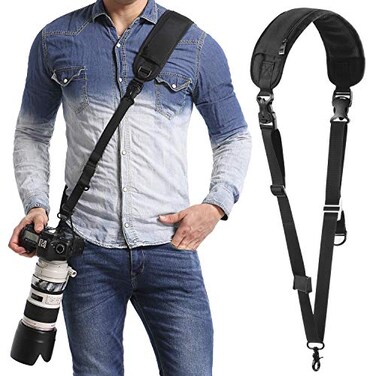Waka Rapid Camera Neck Strap with Quick Release and Safety Tether Adjustable Shoulder Sling Strap for Nikon Canon Sony Olympus DSLR Black