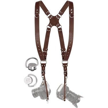 C Coiro Camera Harness for 2 Cameras Dual Shoulder Leather Camera Strap Double Camera Harness for DSLRSLR Camera Straps for Photographers of All Levels Standard StrapsColor Brown