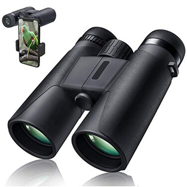 Megrezo 10X42 Professional Binoculars with Smartphone Adapter Compact Waterproof Low Night Vision Binoculars for Adult Birds Watching Hunting Concert Travel