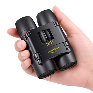 POLDR 12X25 Small Pocket Binoculars Compact Adults Mini Kids Binoculars Boys for Bird Watching Concert Theater Opera