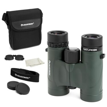 Celestron Nature DX 8x32 Binoculars Ideal for Birding and Outdoors 32mm Objective Lenses Wide 74 Field of View BaK4 Prisms Fully MultiCoated Waterproof and Fogproof