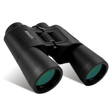 Binger 10x50 Long Eye Relief Porro Prism Binoculars BK 7 Prism high Definition Fully Coat Large Focus Wheel Fast Focus