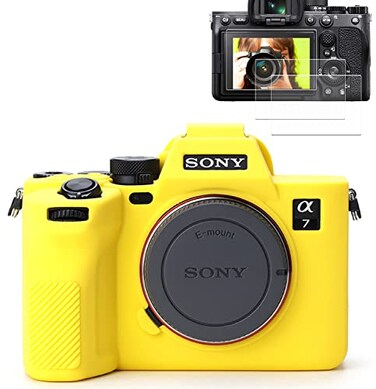 Pocoukate Camera Case for Sony Alpha 7 IV A7M4 A7 IV Digital Camera AntiScratch Slim Fit Soft Cover with Screen Protector A7IV Exclusive Accessories not Applicable to A7R4 or A7III Yellow