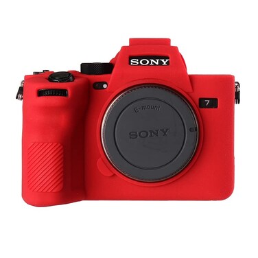 STSEETOP Camera Case for Sony A74 A7M4 A7IV Protective Silicone DSLR Skin Cover Detachable Cage Shockproof Dustproof Red