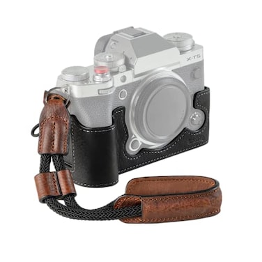 SMALLRIG XT5 Half Case with Wrist Strap and Shutter Button Retro Style Leather Camera Case with Aluminum Baseplate XT5 Camera Case Cover for FUJIFILM XT53927