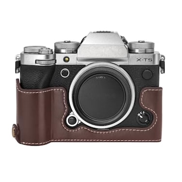Rieibi Fuji XT5 PU Leather Half Case Quality Body Protective Grip for Fujifilm XT5 Digital Camera Coffee Beauty