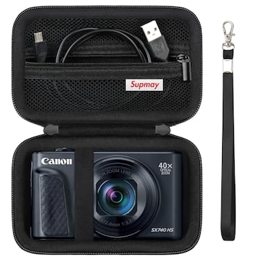 Supmay Hard Carrying Case for Canon PowerShot SX740 HS SX730 HS SX720 HS SX620 HS G7 X Mark III G7 X Mark II Digital Camera Storage Holder Travel Bag with Mesh Pocket for Battery Pack Black