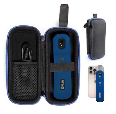 CaseSack thermal imager case for FLIR ONE EDGE PRO Wireless 160 120 IR camera also fit for FLIR ONE EDGE Wireless 80 60 IR camera Black with blue zip