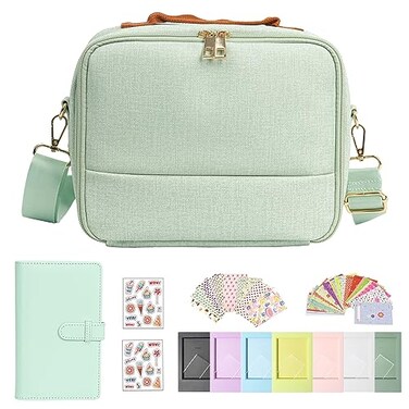 WOGOZAN Carrying Protective Bag for Fujifilm Instax Mini 13121141SEEVO994090LinkLiplay Camera Universal digital camera Case with Shoulder Strap Accessories BundleGreen