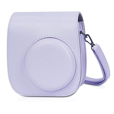 Phetium Instant mini 12 Camera Protective Case Compatible with Instax Mini 12 11PU Leather Bag with Pocket and Adjustable Shoulder Strap Lilac Purple
