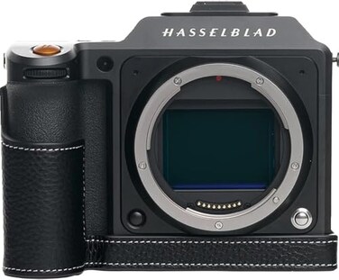 BMAOLLONGB X2D 100C Camera Case BolinUS Handmade Genuine Real Leather Half Camera Case Bag Cover for Hasselblad X2D 100C Camera Bottom Opening Version Hand Strap Black