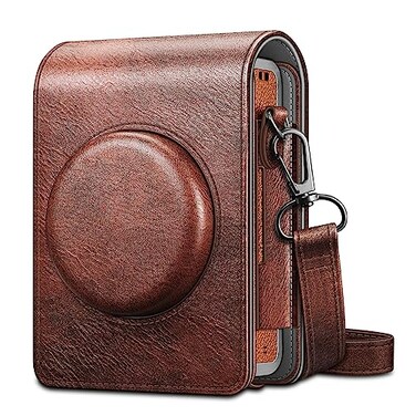 Fintie Protective Case for Fujifilm Instax Mini EVO Camera Premium Vegan Leather Bag Cover with Removable Adjustable Strap Vintage Brown